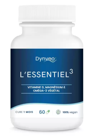 L' essentiel 3 - oméga-3 vitamine D magnésium - Dynveo - 60 Gél.  - Cure 1 mois