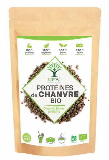 Protéines de Chanvre Bio en poudre  - Bioptimal - 500g